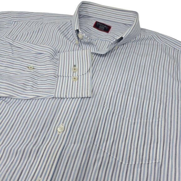 UNTUCKit Button Down Dress Shirt XL Men's White Blue Gray Striped Long Sleeve - Picture 1 of 6